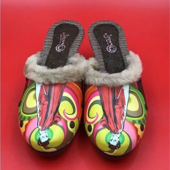 Icon Women's HCF-3 Multicolor Fur Trim Slip-On Clog Heel - Size 7.5 - Picture 3 of 7